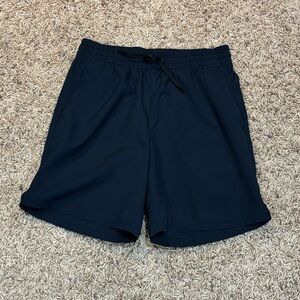Navy Blue Stretch-tech Athletic Boys Shorts